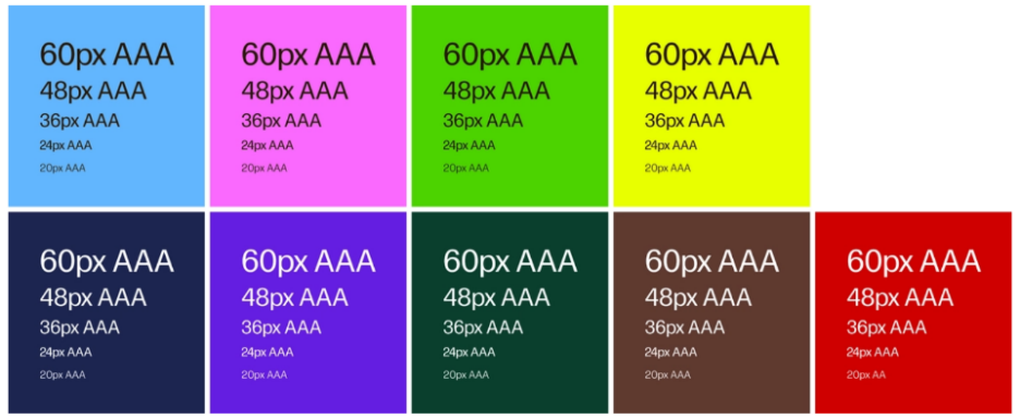 Text and colour combinations