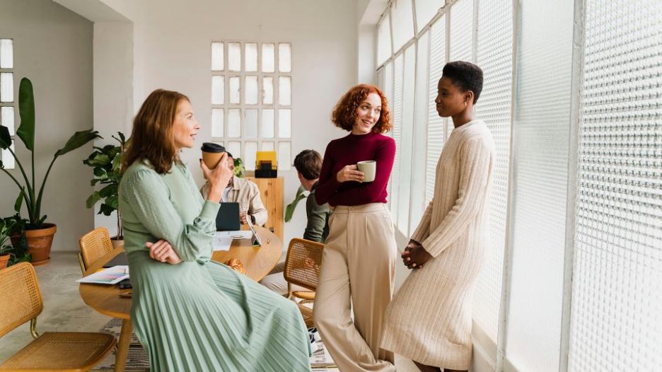 female colleagues discussing in meeting